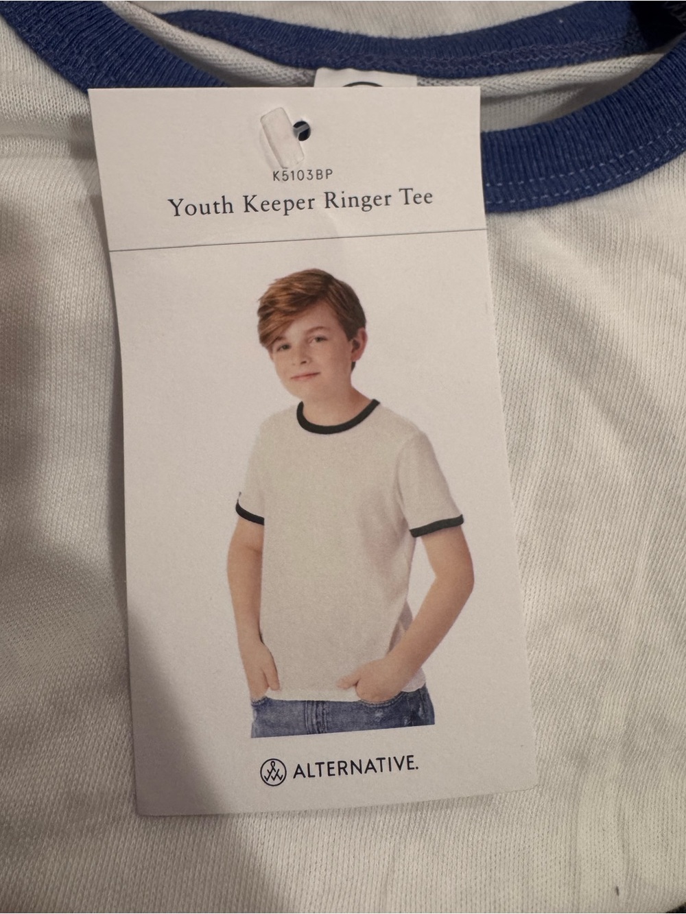 Alternative White Ringer Tee with Navy Trim